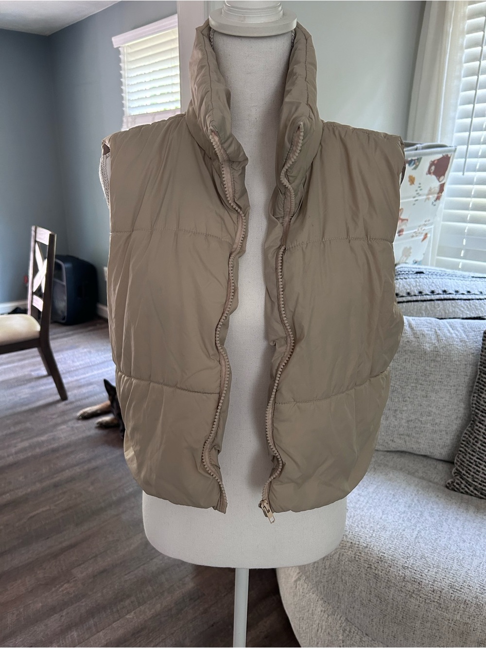 SHEIN Taupe Beige Quilted Vest